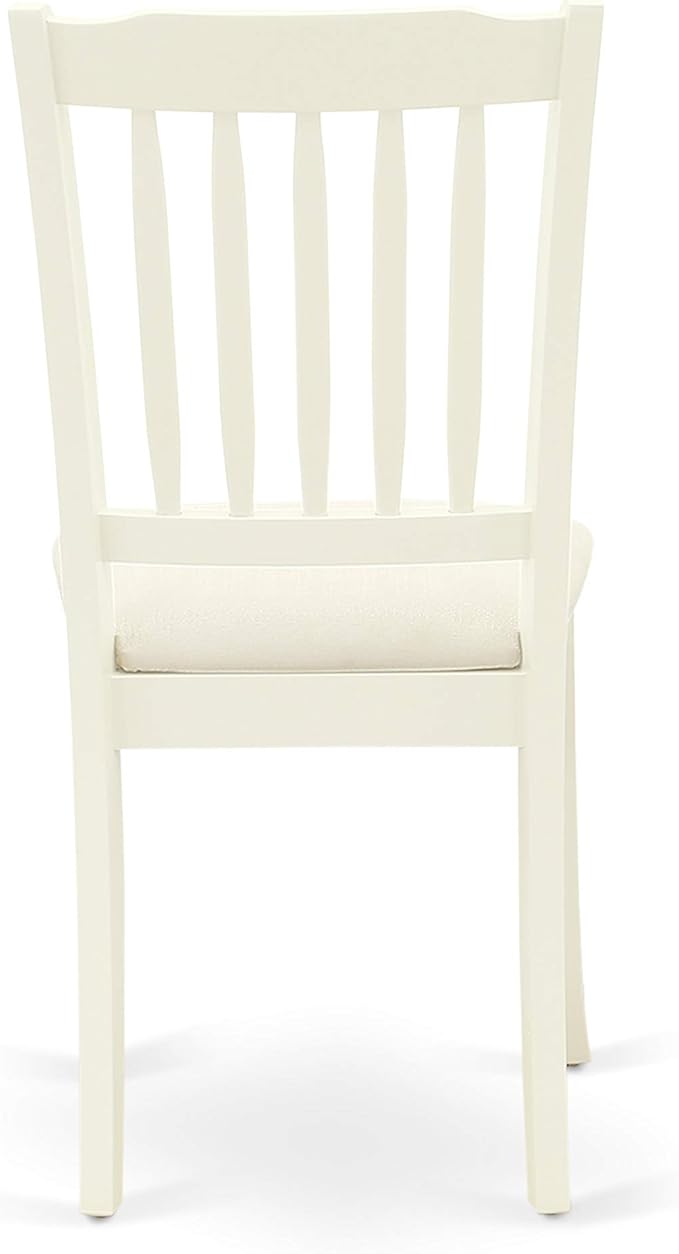 East West Furniture MZDA3-LWH-C 3 Piece Dining Room Table Set Contains a Rectangle Kitchen Table with Dropleaf and 2 Linen Fabric Upholstered Dining Chairs, 36x54 Inch, Linen White