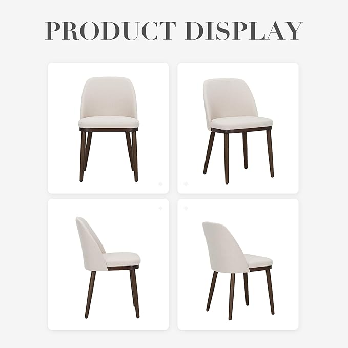 COLAMY Upholstered Dining Chairs Set of 2, Modern Kitchen Chairs with Back, Fabric Side Chair with Wood Legs for Dining Room Kitchen Restaurant, Beige
