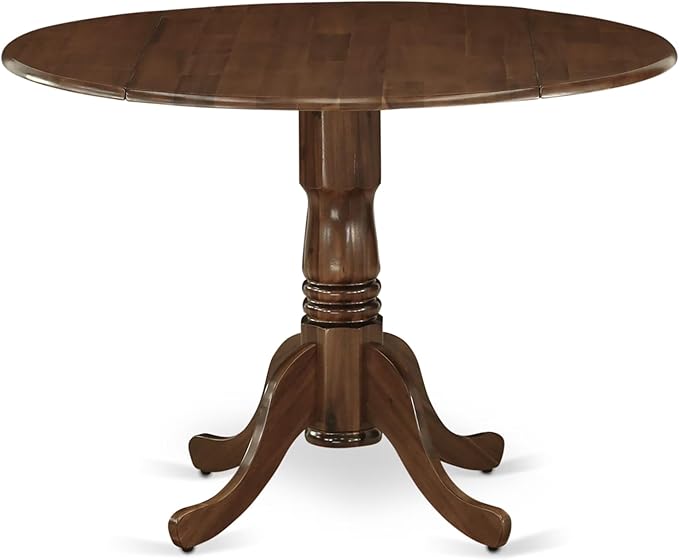 East West Furniture DLMZ5-AWA-32 5 Piece Dining Room Furniture Set Includes a Round Kitchen Table with Dropleaf and 4 Parson Chairs, 42x42 Inch, Antique Walnut