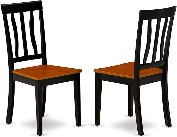 East West Furniture LGAN7-BCH-W 7 Piece Dining Set Consist of a Rectangle Dining Table with Butterfly Leaf and 6 Kitchen Chairs, 42x84 Inch, Black & Cherry