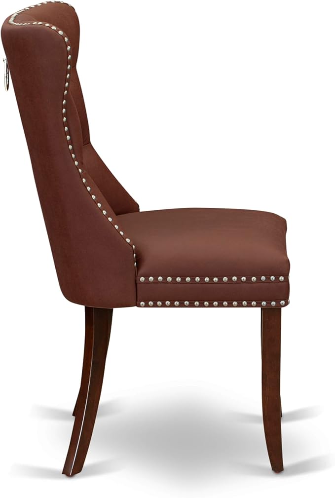 East West Furniture DODA7-MAH-26 7 Piece Dining Room Set Consists of a Rectangle Wooden Table with Butterfly Leaf and 6 Polyester Fabric Upholstered Chairs, 42x78 Inch, Mahogany