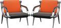 wonline 2Pcs Waiting Room Chair with Armrest PU Leather Office Furniture, Office Guest Seating Lobby Conference Reception Chairs for Airport Clinic Hospital Bank Salon Barber(Orange&Black)