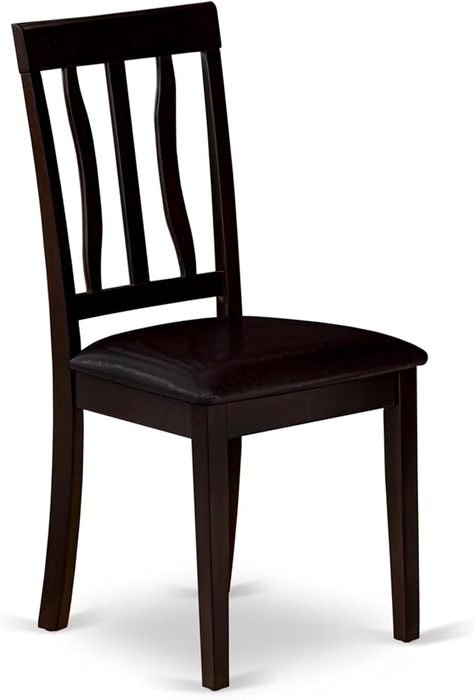 East West Furniture HLAN5-CAP-LC 5 Piece Dining Table Set for 4 Includes a Round Kitchen Table with Pedestal and 4 Faux Leather Dining Room Chairs, 42x42 Inch, Cappuccino