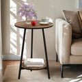 Side Table - Rustic End Couch Tables - Waterproof Metal Frame, Scratch-Resistant - Vintage Wood Color Tables for Sofa Living Room Bedroom Bedside Coffee Small Spaces