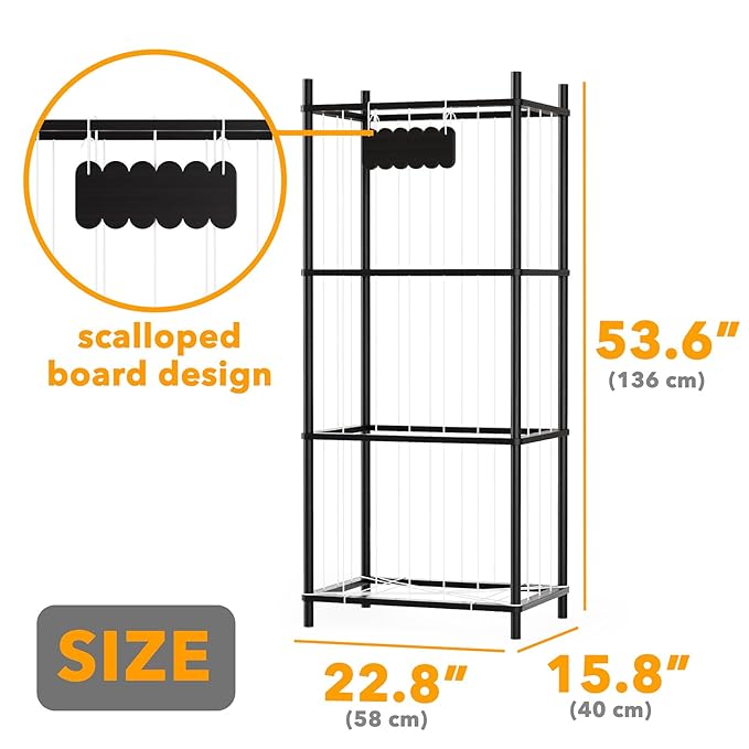 SpaceAid Stuffed Animal Storage Organizer, Wood Animals Zoo Toy Plushies Storage Holder, Large Capacity Plush Toy Cage for Playroom Organization, 22.8" Wide, Black