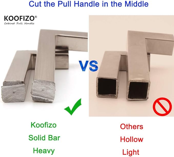 KOOFIZO 30-Pack Solid Square Bar Cabinet Handle - Brushed Nickel Furniture Pull, 3 Inch/76mm Screwhole Distance for Kitchen Cupboard Door, Bedroom Dresser Drawer, Bathroom Wardrobe Hardware