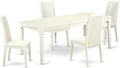 East West Furniture DOIP5-LWH-W 5 Piece Dining Set Includes a Rectangle Dining Table with Butterfly Leaf and 4 Kitchen Chairs, 42x78 Inch, Linen White