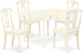 East West Furniture MZKE5-LWH-W 5 Piece Dining Room Furniture Set Includes a Rectangle Kitchen Table with Dropleaf and 4 Dining Chairs, 36x54 Inch, Linen White