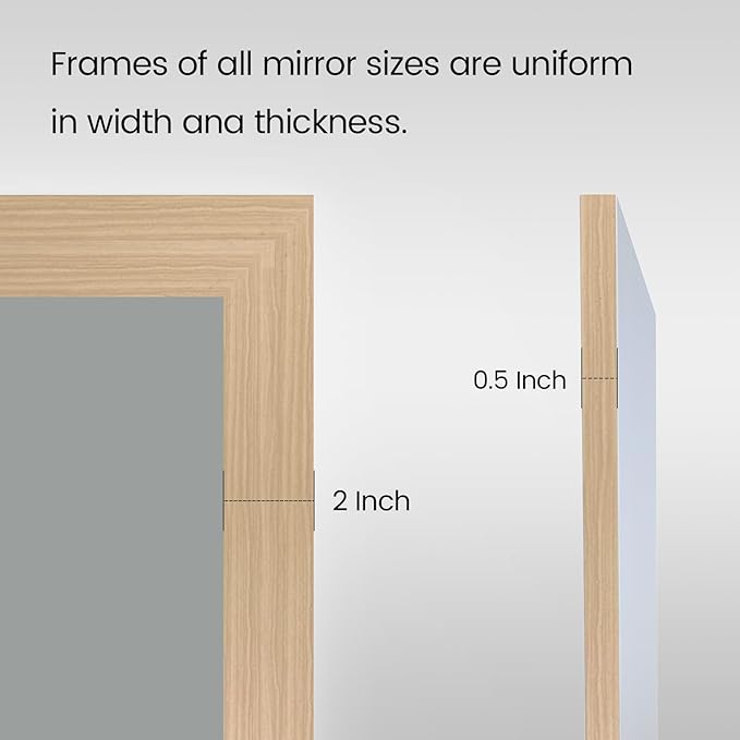 Amorho 40X30 Inch Bathroom Mirror for Wall, Oak Wood Grain Metal Framed Mirror, Anti-Rust, Hang Horizontally/Vertically, Suitable for Vanity, Bedroom, Farmhouse, Bathroom