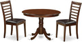 East West Furniture HLML3-MAH-LC 3 Piece Dining Table Set for Small Spaces Contains a Round Dining Room Table with Pedestal and 2 Faux Leather Upholstered Chairs, 42x42 Inch, Mahogany