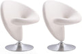 Manhattan Comfort Curl Swivel Accent Chair Set of 2 with 360° Turn, Fully Assembled, Upholstered in Wool Blend, Modern Ergonomic Design with Polished Chrome Base, Living Room & Office, Set of 2, Cream
