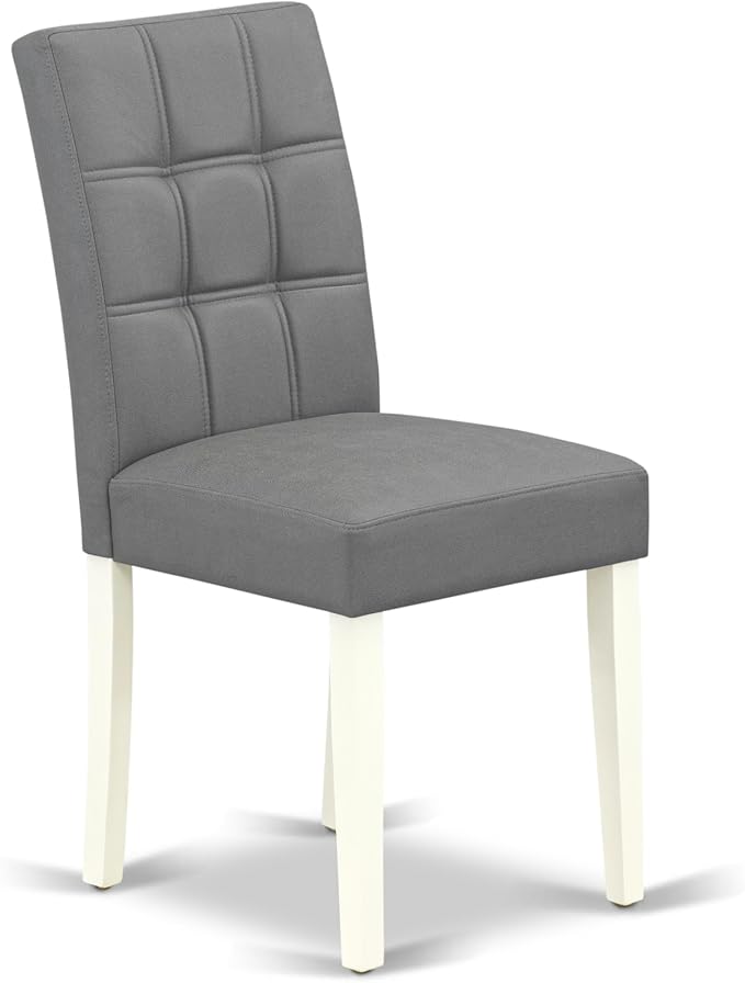 East West Furniture ANAS3-LWH-41 3 Piece Kitchen Table Set consists A Wooden Table and 2 Platinum Gray Polyester Fabric Person Chairs with Stylish Back- Linen White Finish