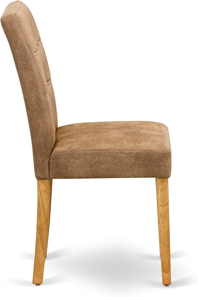 East West Furniture ANAS5-OAK-28 5 Piece Mid Century Dining Set Includes A Dinning Table and 4 Brown Textured Polyester Fabric Padded Chairs, Oak