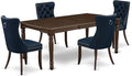 East West Furniture DODA5-MAH-29 5 Piece Kitchen Table Set Includes a Rectangle Dining Table with Butterfly Leaf and 4 Polyester Fabric Padded Chairs, 42x78 Inch, Mahogany