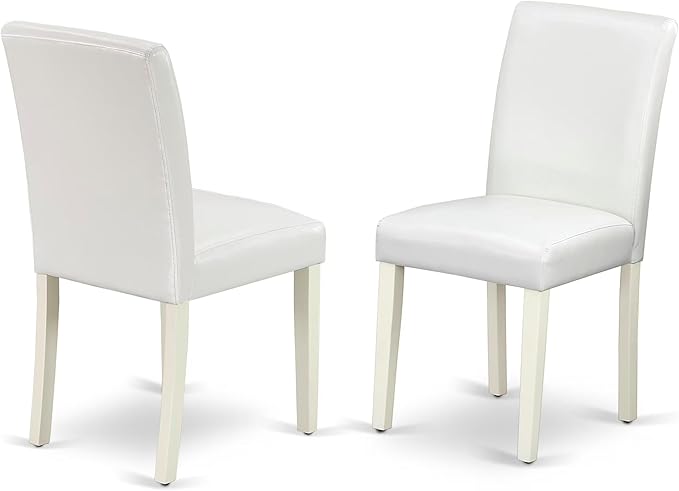 East West Furniture V077AB264-5 5 Piece Dinette Set for 4 Includes a Rectangle Dining Table with V-Legs and 4 White Faux Leather Parson Dining Room Chairs, 40x72 Inch, Multi-Color