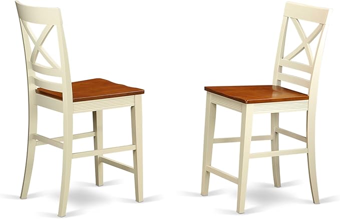 East West Furniture DOQU9-WHI-W 9 Piece Dining Set Includes a Rectangle Dining Room Table with Butterfly Leaf and 8 Kitchen Chairs, 42x78 Inch, Buttermilk & Cherry