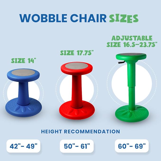 ActiveChairs Kids Wobble Chair, Flexible Preschool & Elementary Classroom Seating, Improves Focus, Posture & Helps ADHD/ADD, Sensory Chair, [Active Fidget Chairs], 14" Stool, Ages 3-7, Black