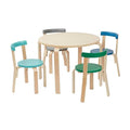 ECR4Kids Bentwood Round Table and Curved Back Chair Set, Kids Furniture, Contemporary, 5-Piece