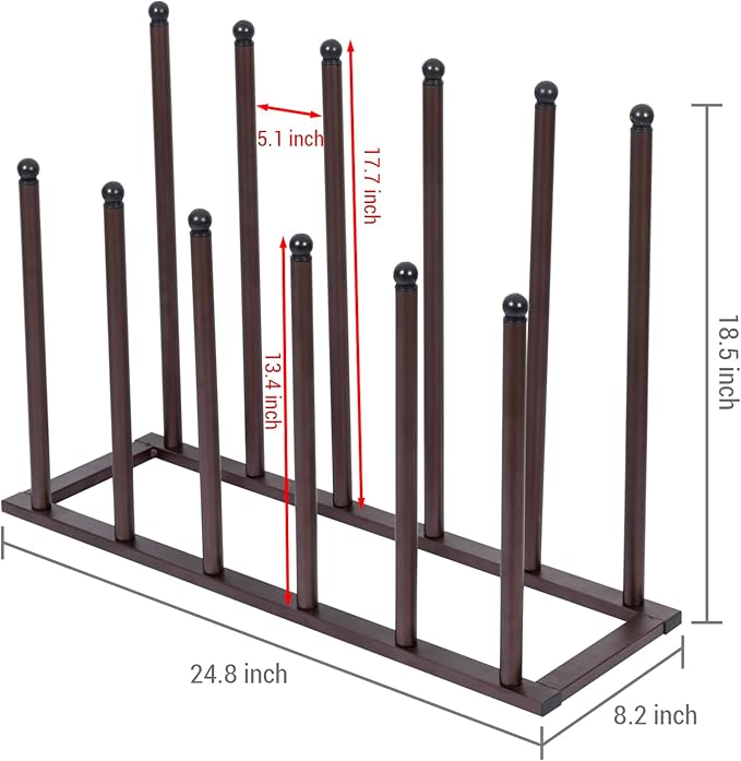 MyGift Bronze Tone Metal Freestanding Boot Rack, Shoe Rack for Mens Womens Cowboy Boots, Boot Organizer Stand for Closet, Entryway, Mudroom, or Garage, Holds up to 6 Pairs of Tall Boots