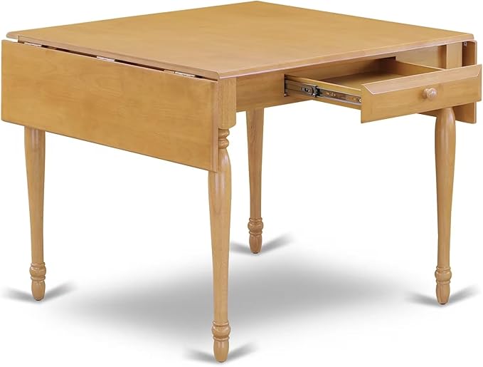 East West Furniture MZAV5-OAK-C 5 Piece Dinette Set for 4 Includes a Rectangle Dining Room Table with Dropleaf and 4 Linen Fabric Kitchen Dining Chairs, 36x54 Inch, Oak