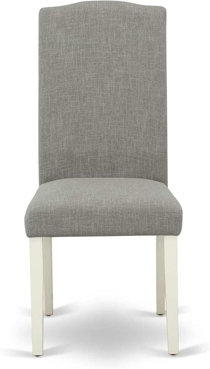 East West Furniture V077EN206-6 6 Piece Dinette Set Contains a Rectangle Dining Table with V-Legs and 4 Dark Shitake Linen Fabric Parson Chairs with a Bench, 40x72 Inch, Multi-Color