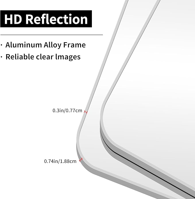 55x36 Inch Silver Bathroom Mirror, Large Rectangular Vanity Mirror, Metal Framed Rectangle Mirror, Rounded Corner Wall Mounted Mirrors for Living Room Bedroom Entryway Horizontal or Vertical