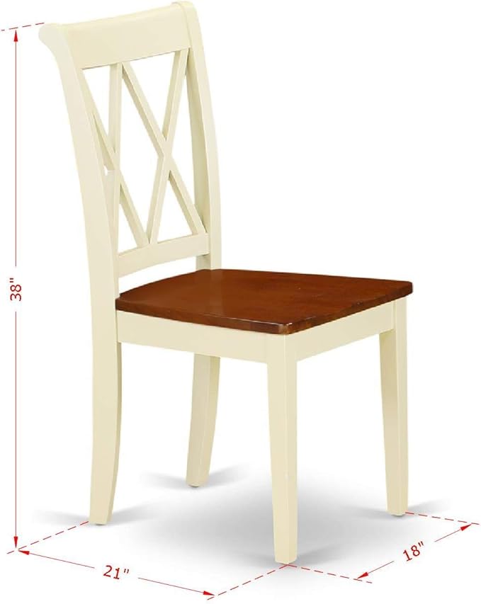 East West Furniture DOCL7-BMK-W 7 Piece Dining Room Furniture Set Consist of a Rectangle Wooden Table with Butterfly Leaf and 6 Kitchen Dining Chairs, 42x78 Inch, Buttermilk & Cherry