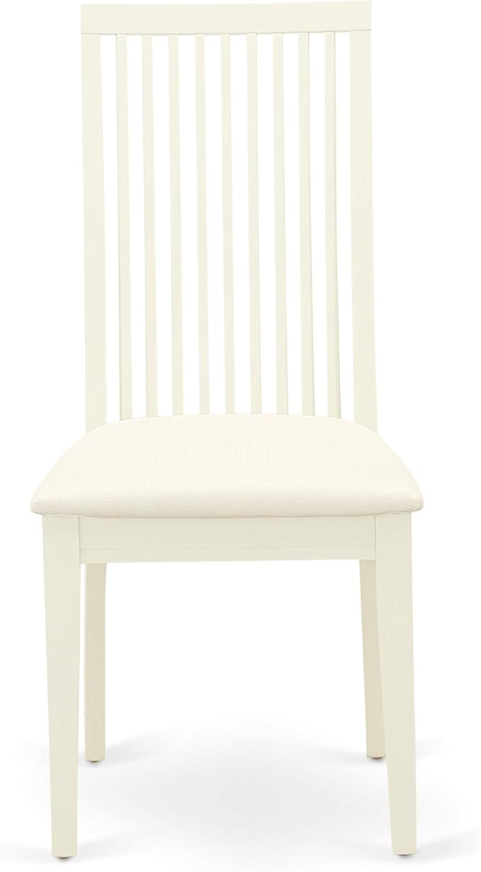 East West Furniture ANIP5-LWH-C 5 Piece Kitchen Table & Chairs Set Includes a Round Dining Room Table with Pedestal and 4 Linen Fabric Upholstered Chairs, 36x36 Inch, Linen White