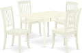East West Furniture MZDA5-LWH-W 5 Piece Dining Table Set for 4 Includes a Rectangle Kitchen Table with Dropleaf and 4 Dining Room Chairs, 36x54 Inch, Linen White