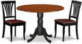 East West Furniture DLAV3-BCH-LC 3 Piece Modern Dining Table Set Contains a Round Wooden Table with Dropleaf and 2 Faux Leather Kitchen Dining Chairs, 42x42 Inch, Black & Cherry