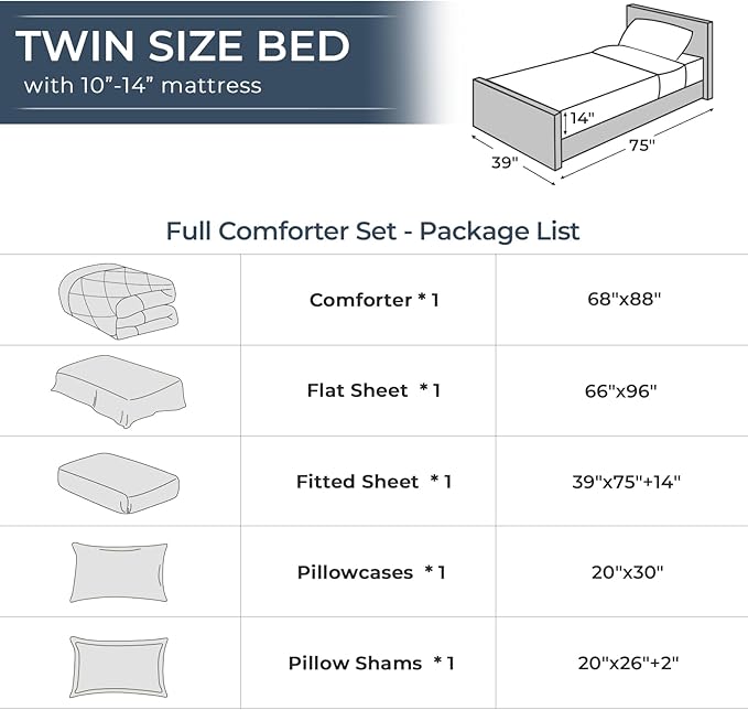 HEVUMYI Brown Twin Comforter Set - 5-Piece All Season Bed in a Bag Twin, Ultra Soft Bedding Set with Comforter, Flat Sheet, Fitted Sheet, Pillowcases, Pillow Shams