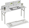 TEMI Long Computer Desk Folding Table - 55.1" Foldable Office Desk, No Assembly, Perfect Writing Table for Bedroom, Dorm, or Apartment, Portable Large Desk or Study Table with Compact Design, White