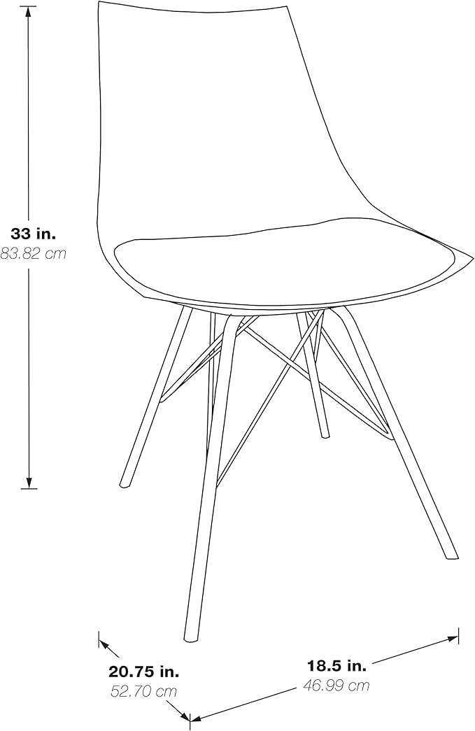 OSP Home Furnishings Oakley Mid-Century Modern Bucket Dining Chair with Faux Leather Padded Seat, Navy Blue