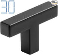 KOOFIZO 30-Pack Solid T Bar Cabinet Knob - Black Pull Handle (Length 45mm / 1.77 Inch) for Kitchen Cupboard Door, Bedroom Dresser Drawer, Bathroom Wardrobe Hardware