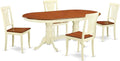 East West Furniture PLAV5-WHI-W 5 Piece Dining Room Table Set Includes an Oval Kitchen Table with Butterfly Leaf and 4 Dining Chairs, 42x78 Inch, Buttermilk & Cherry