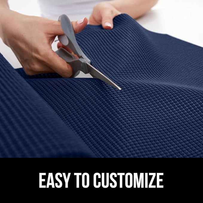 GORILLA GRIP powerGRIP Drawer Shelf and Cabinet Liner, Thick Strong Hold, Non-Adhesive Liners Protect Kitchen Cabinets and Cupboard, Bathroom Drawers, Easy Install, Breathable Mat, 12" x10', Navy Blue