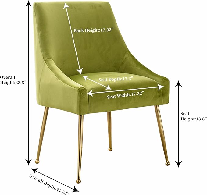Modern Velvet Dining Chairs Set of 4, Contemporary Upholstered Furniture Collection with Polished Gold Metal Legs, Elegant Accent Chairs for Kitchen Living Room(Yellow Green)