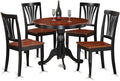 East West Furniture ANAV5-BLK-W 5 Piece Kitchen Table Set for 4 Includes a Round Dining Room Table with Pedestal and 4 Dining Chairs, 36x36 Inch, Black & Cherry