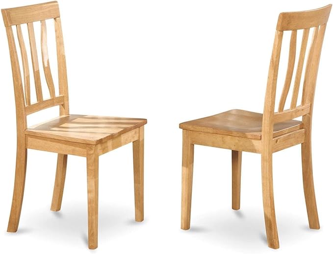East West Furniture ANTI3-OAK-W 3 Piece Dining Set Contains a Round Kitchen Table with Pedestal and 2 Dining Room Chairs, 36x36 Inch, Oak