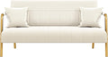 Yaheetech 56.5" W Modern Loveseat 2 Seater Sofa Luxurious Velvet Fabric Couch with Gold-Tone Metal Arms and Legs for Living Room, Home Office, Studio Beige