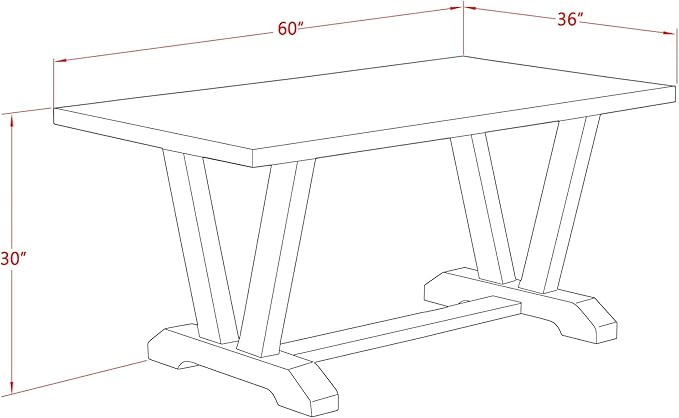 East West Furniture V676DR124-6 6 Piece Dining Set Contains a Rectangle Dining Room Table with V-Legs and 4 Black Color Linen Fabric Parson Chairs with a Bench, 36x60 Inch, Multi-Color