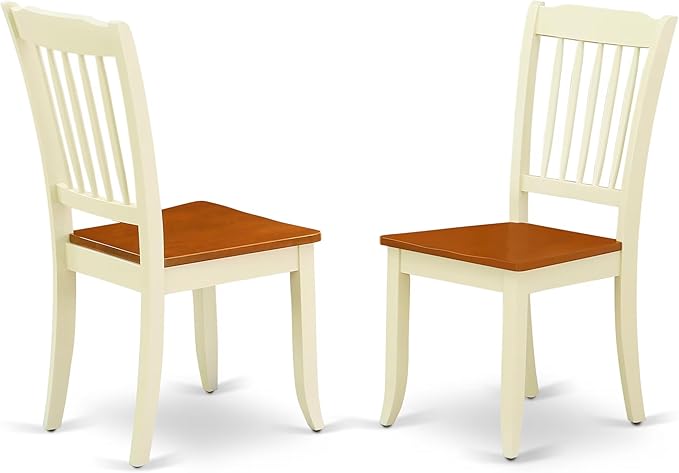 East West Furniture MZDA5-WHI-W 5 Piece Dining Set Includes a Rectangle Dining Room Table with Dropleaf and 4 Wood Seat Chairs, 36x54 Inch, Buttermilk & Cherry