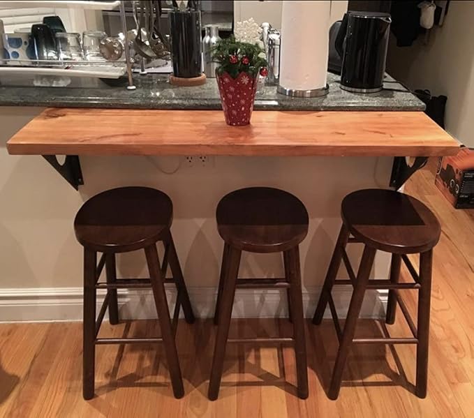 Industrial Rustic Wall-Mounted Table, Dining Table Desk, Pine Wood Wall-Mounted Bar Tables (47"X18")