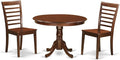 East West Furniture HLML3-MAH-W 3 Piece Dinette Set for Small Spaces Contains a Round Dining Table with Pedestal and 2 Dining Chairs, 42x42 Inch, Mahogany