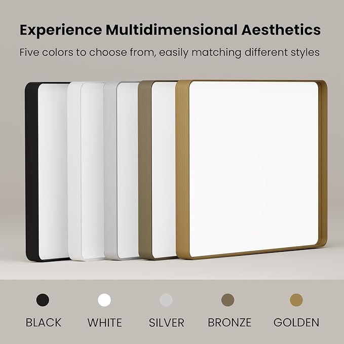 Gold Bathroom Mirror, 20x30 Inch Brushed Gold Metal Frame Mirror for Wall, Rounded Rectangle Bathroom Vanity Mirror, Tempered Glass, Anti-Rust, Horizontal/Vertical