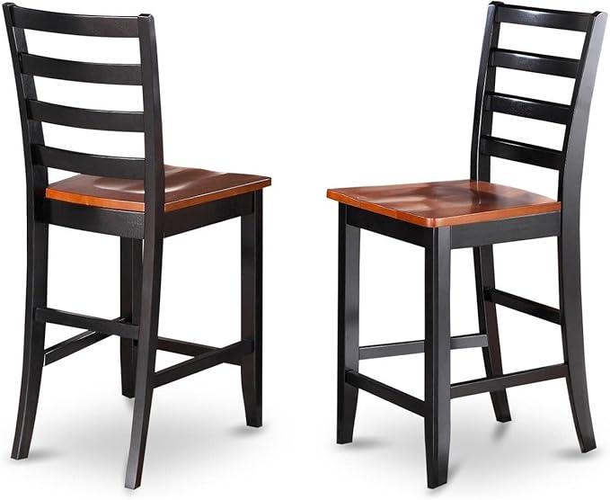 East West Furniture TRFA5-BLK-W 5 Piece Counter Height Pub Set Includes a Round Dining Room Table and 4 Kitchen Chairs, 42x42 Inch, Black & Cherry