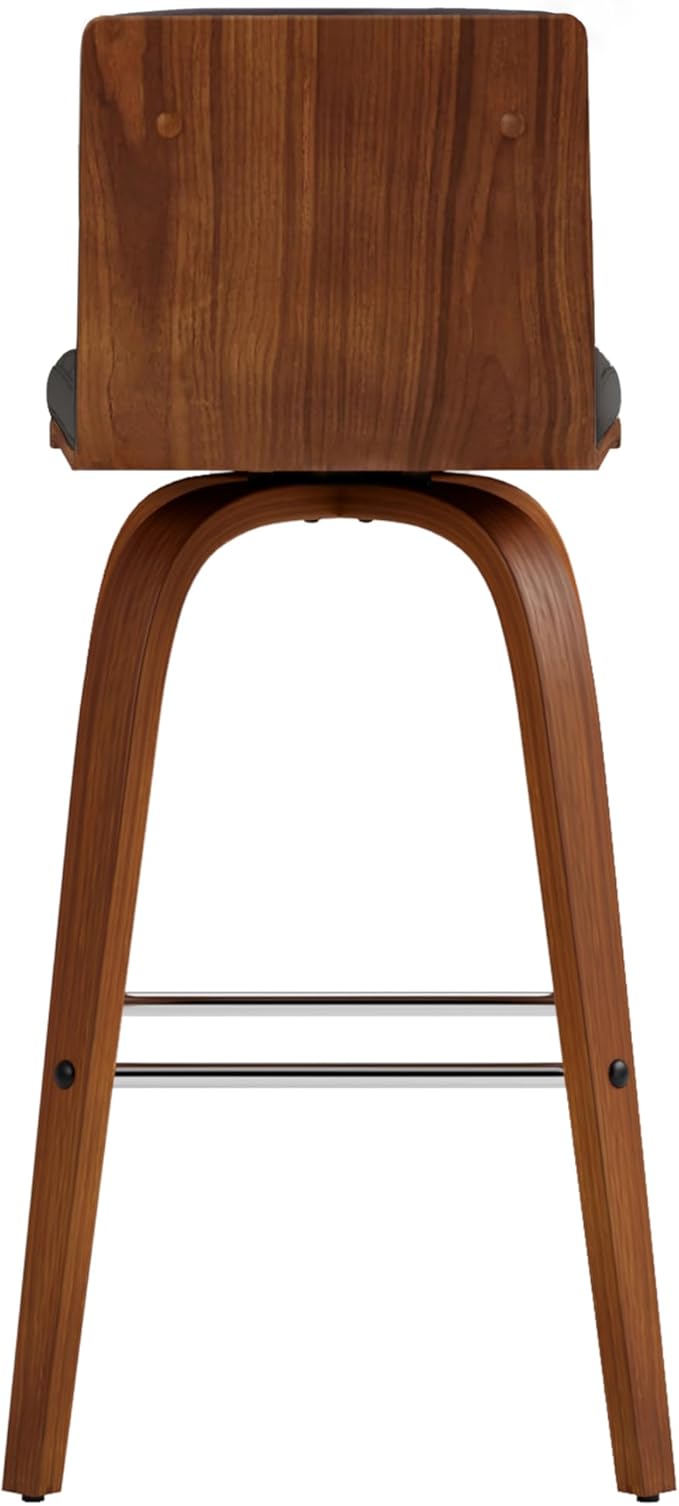 Armen Living Vienna 26" Swivel Counter Stool in Walnut Wood Finish with Gray Faux Leather - Set of 2