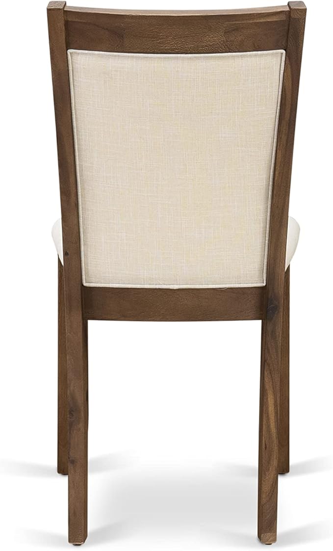 East West Furniture X777MZN32-9 9 Piece Dining Room Set Includes a Rectangle Kitchen Table with X-Legs and 8 Light Beige Linen Fabric Parson Dining Chairs, 40x72 Inch, Multi-Color