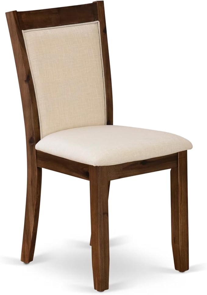 East West Furniture V777MZN32-6 6 Piece Dining Set Contains a Rectangle Dining Room Table with V-Legs and 4 Light Beige Linen Fabric Parson Chairs with a Bench, 40x72 Inch, Multi-Color
