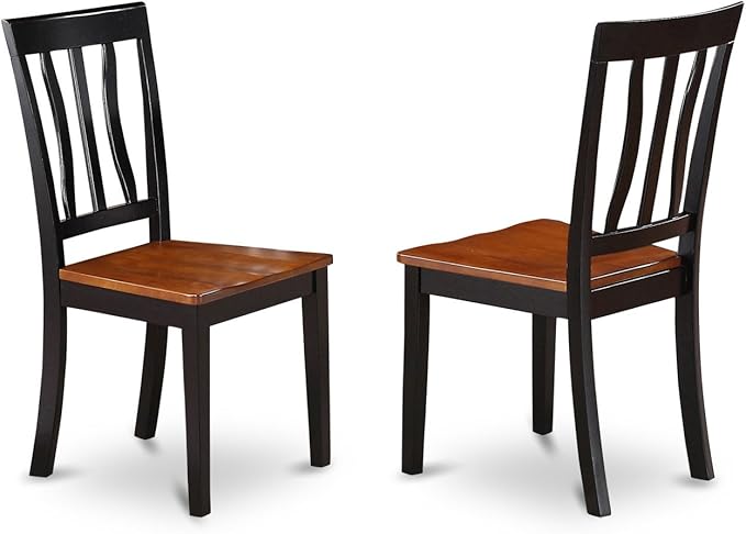 East West Furniture LGAN7-BCH-W 7 Piece Dining Set Consist of a Rectangle Dining Table with Butterfly Leaf and 6 Kitchen Chairs, 42x84 Inch, Black & Cherry